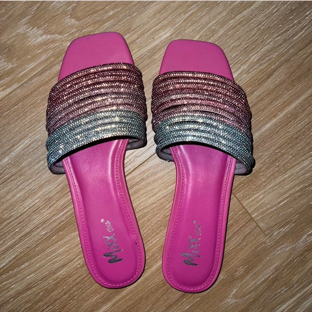 pink rhinestone sandals from miss lola worn once!